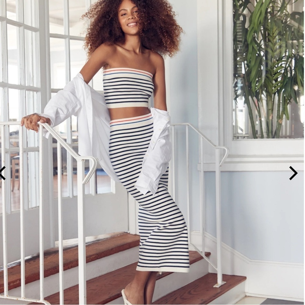 Kule Striped Set - Knit skirt‎ and tube top set Coastal Nautical Beach Vacation